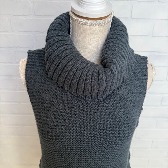 Soft Surroundings Paola Blue Knit Sleeveless Turtleneck Tunic Sweater Vest-sz M - Picture 4 of 7